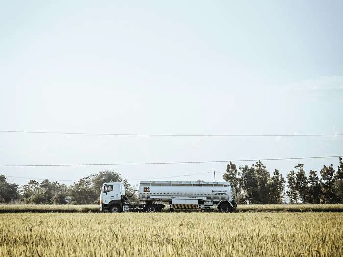 Fuel tanker on a rural route